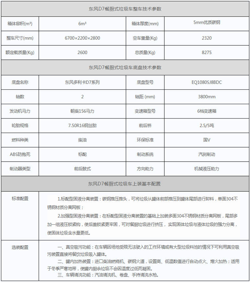 餐廚垃圾車參數